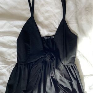 BLACK FRONT TIE STRAPPY TANK